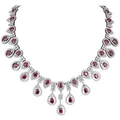 Ruby and Diamond Drop Necklace 7