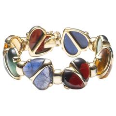 Multi Gem Gold Heart Bracelet 1