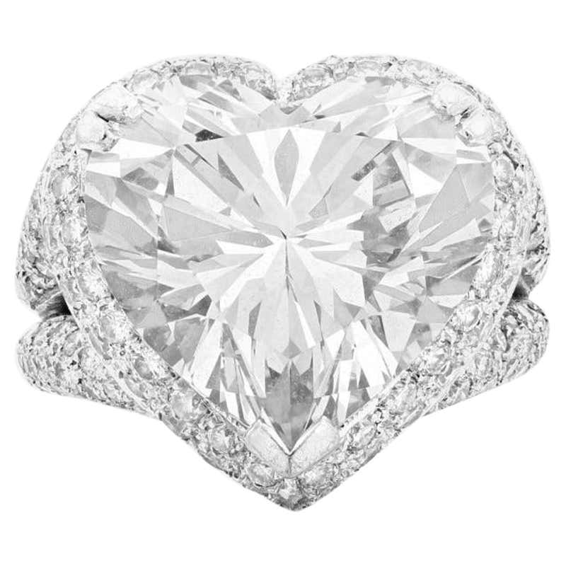 GIA Certified 13 Type 2A Heart Shape Diamond Platinum Ring For Sale at ...