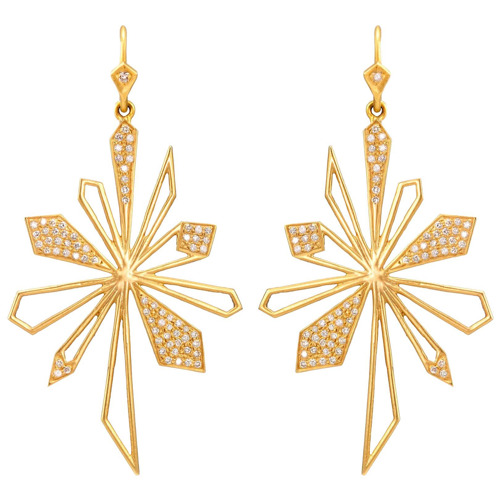 Lauren Harper .64 Carats Diamonds Yellow Gold Sunburst Earrings