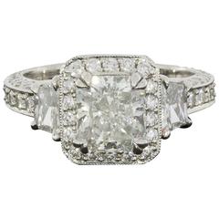 Michael Beaudry Colorless Radiant Diamond GIA Certified Halo Engagement Ring