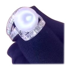 Anello con diamanti di perle dei mari del sud certificati GIT in oro 18 carati