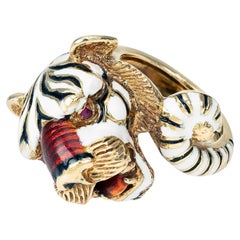Anillo Frascarolo Tigre de Oro  Esmalte y rubíes