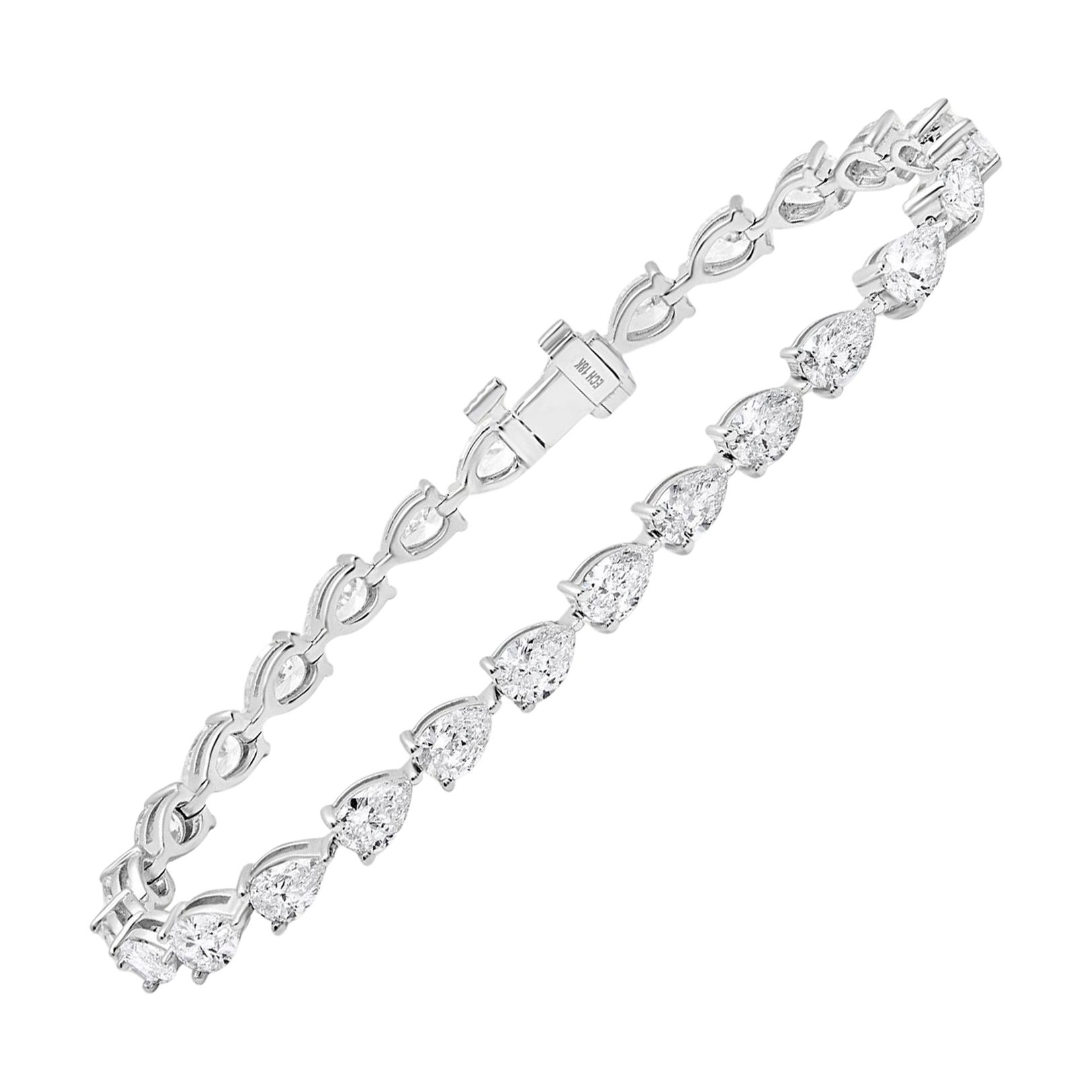 5.54 Karat birnenförmiges Diamant-Tennisarmband