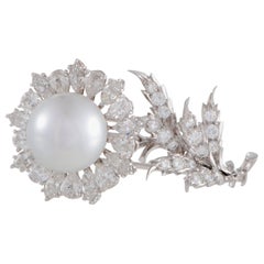 Buccellati Diamond Pearl White Gold Flower Brooch