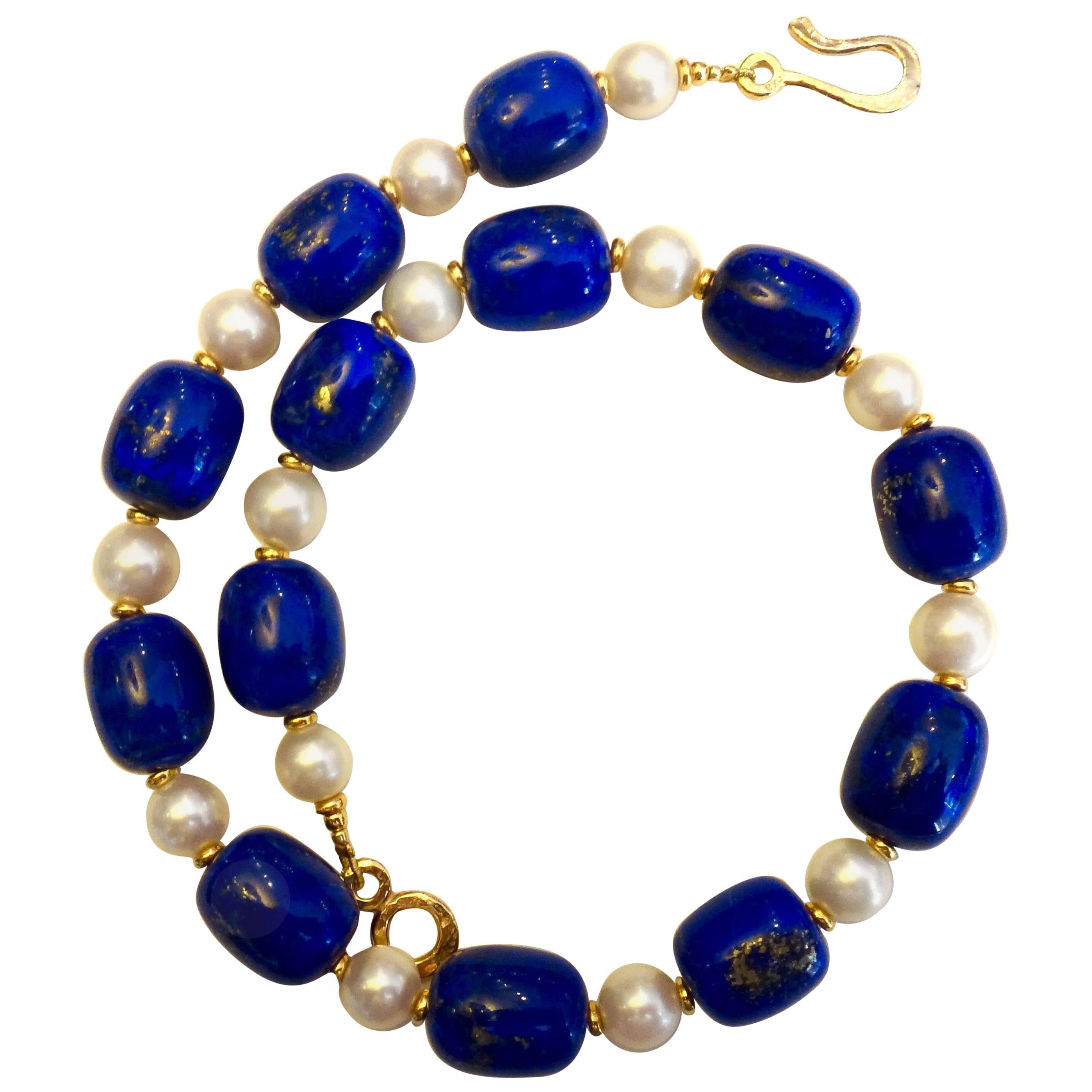 Michael Kneebone Lapis Lazuli Cultured Pearl Bead Necklace