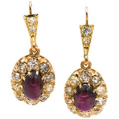 2.65 ct Victorian Diamond and 4 ct Garnet Earrings from Eiseman Jewels