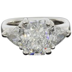 Magnificent Colorless Radiant and Triangle GIA Certified Diamond Engagement Ring