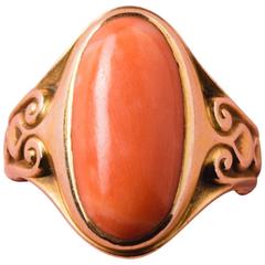 Art Nouveau Coral Gold Ring