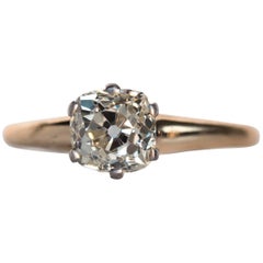 Used 1900s Edwardian Yellow Gold and Platinum 1.26 Carat Diamond Engagement Ring