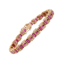 Pulsera de Rubíes y Diamantes en Oro Amarillo de 14 Kilates
