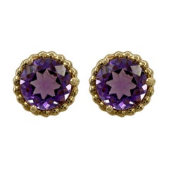 Rare Tiffany & Co. Purple Amethyst 18k Rose Gold Sparkler Round Stud Earrings