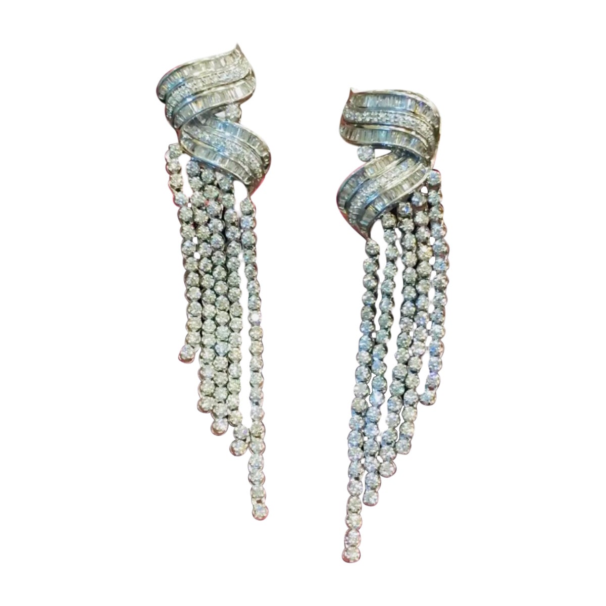 9.30 Carats Natural Diamonds 14K Gold Earrings