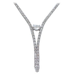 Diamonds, 14 Karat White Gold Tennis Necklace.