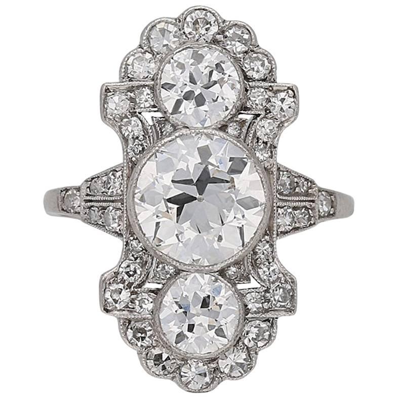 English Edwardian Ornate Diamond Platinum Ring