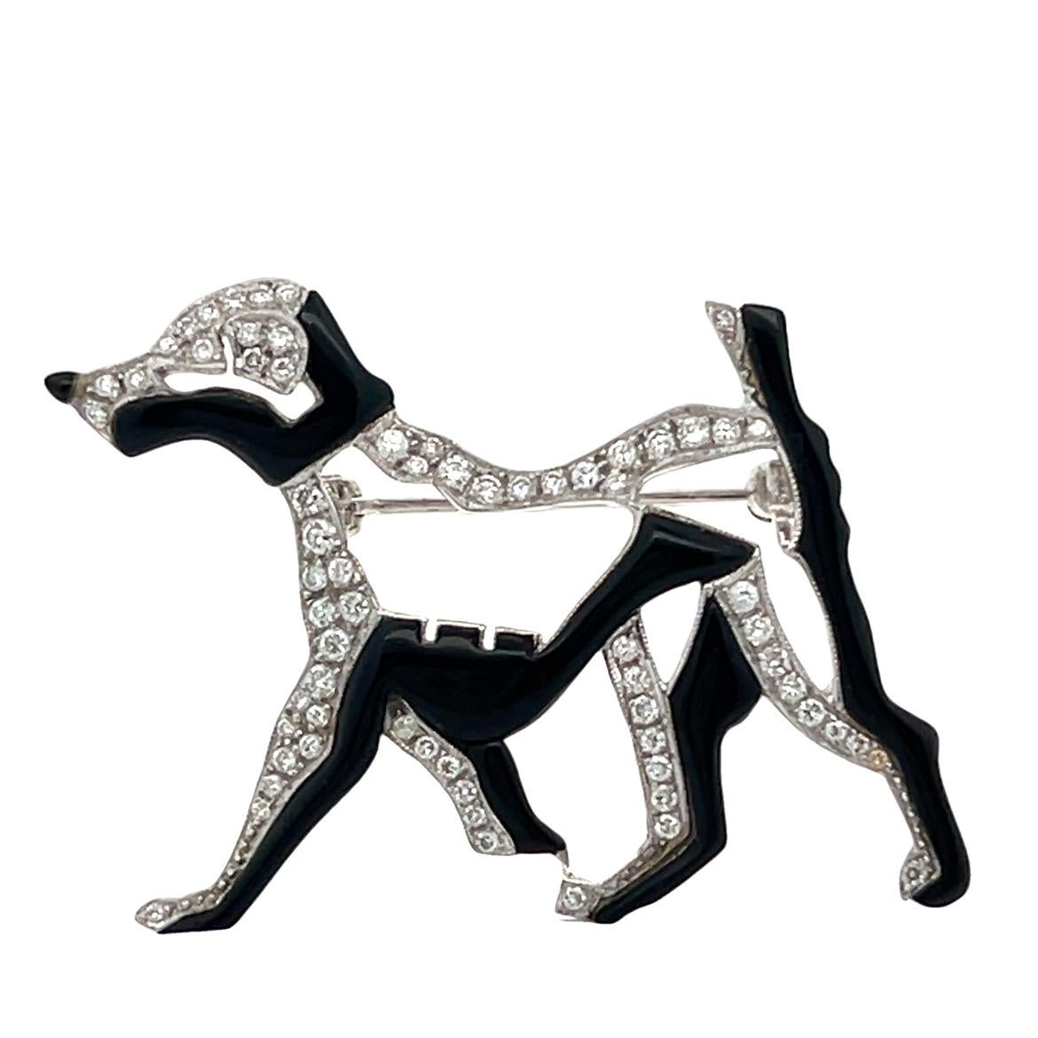 Enamel and Diamond Dog Brooch For Sale