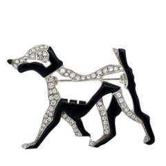 Enamel and Diamond Dog Brooch