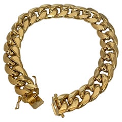 Vintage 14 Karat Gelbgold 33.4Gm Cuban Link Armband Unisex, 7.75 INCH