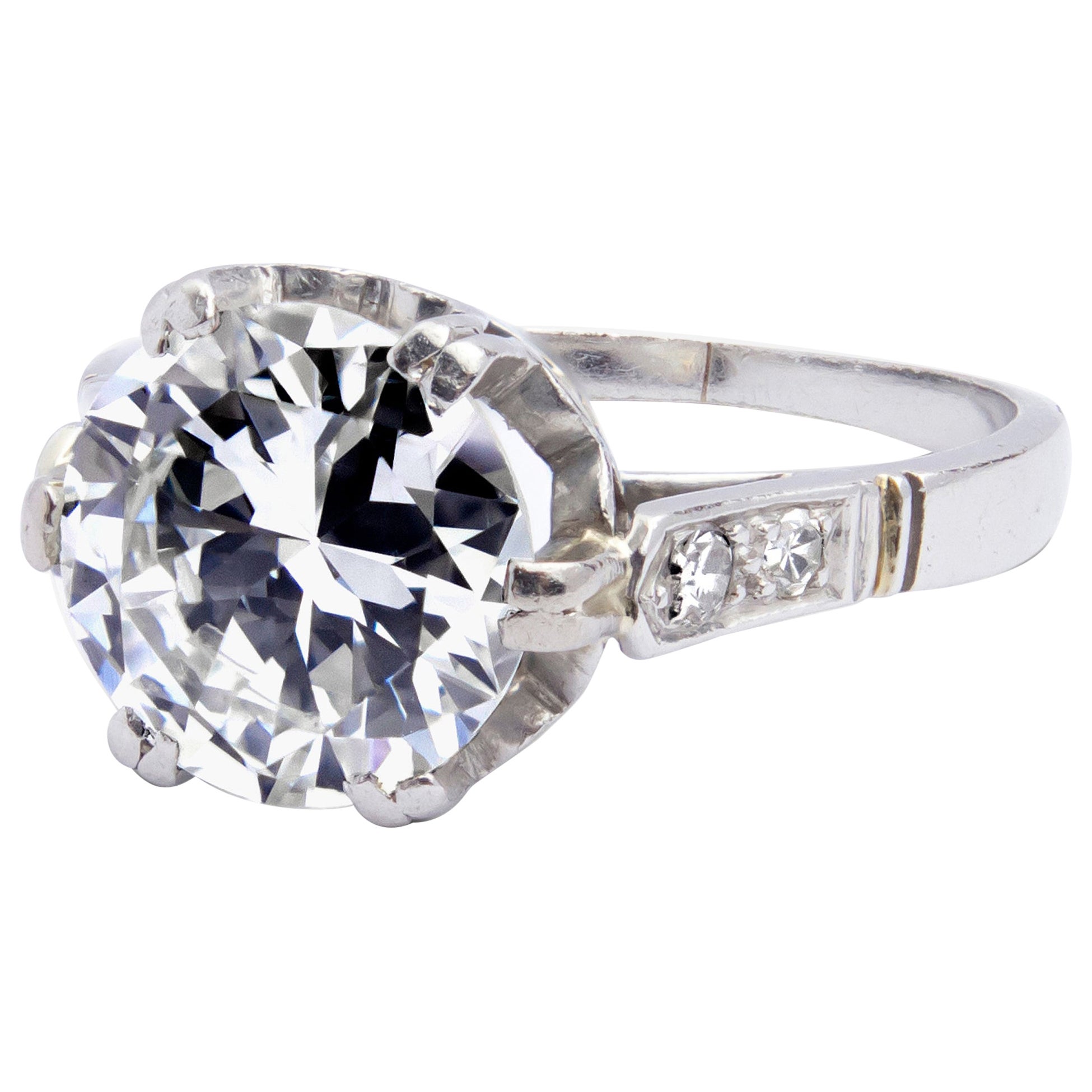 Anello solitario in platino e diamanti da 2,25 carati Art Deco in vendita