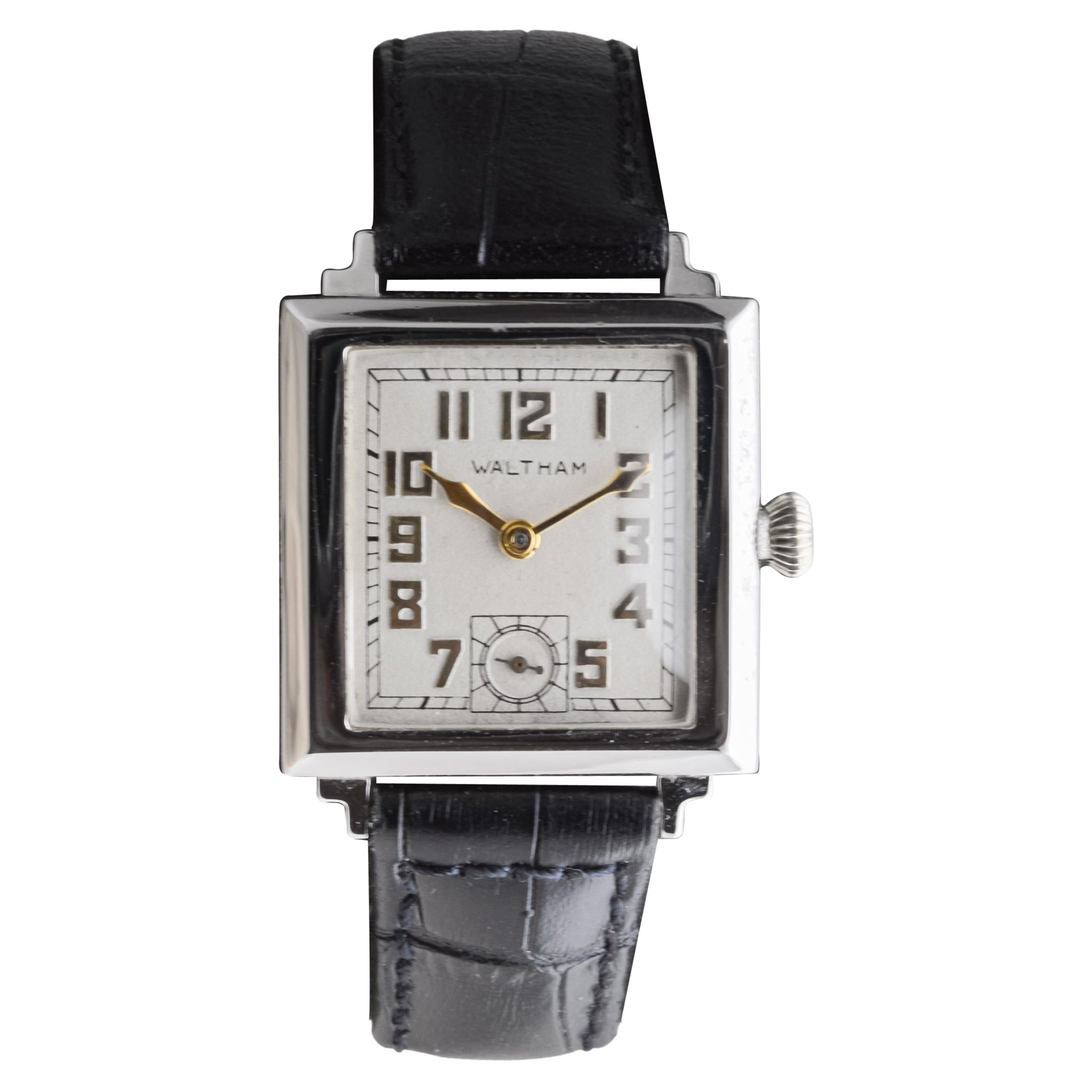 Waltham White Gold Filled Art Deco Watch circa 1934