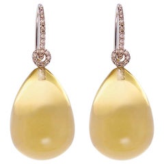 Colleen B. Rosenblat Lemon Quartz Diamonds White Gold Earrings