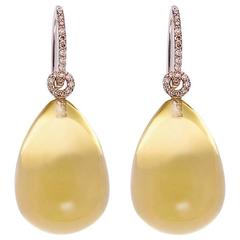 Colleen B. Rosenblat Lemon Quartz Diamonds White Gold Earrings 2