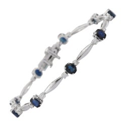 Pulsera de diamantes y zafiros azules de oro blanco macizo de 18 quilates