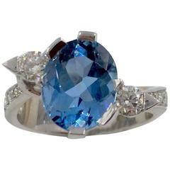 G.Minner Aquamarine Diamonds Gold Ring 2