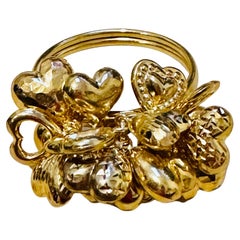 Multiplo  Anello con charme a cuore fluttuante in oro giallo 14 carati da 4,1 grammi, misura 5,5