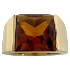 Cartier Vintage Tief orangefarbener Citrin 18k Gelbgold Tank Solo Band Ring 51