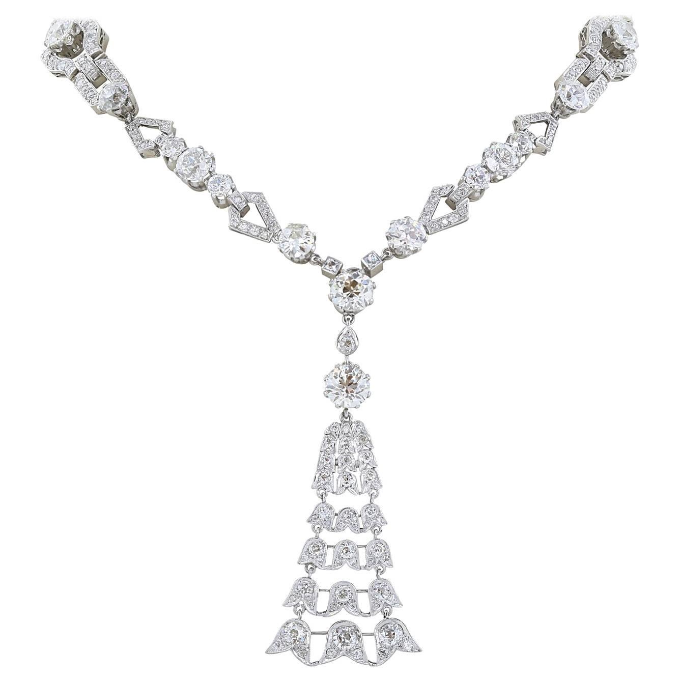 45 Carat Edwardian Sautoir Diamond Necklace For Sale