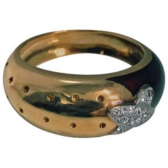 Italian 18 Karat Diamond and Enamel Ring, 20th Century