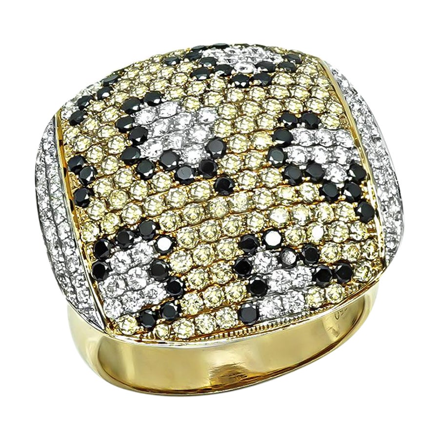 3.00ct Fancy Yellow Black and White Diamond Ring