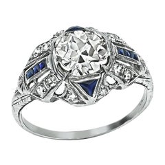 Anillo de compromiso de diamantes Art Déco 1,39 ct