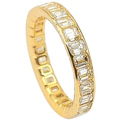3.25 ct Natural Yellow Emerald Cut Diamond Eternity Ring