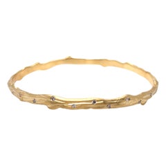 Twig Style Diamond Eternity 18 Karat Yellow Gold Bangle Bracelet