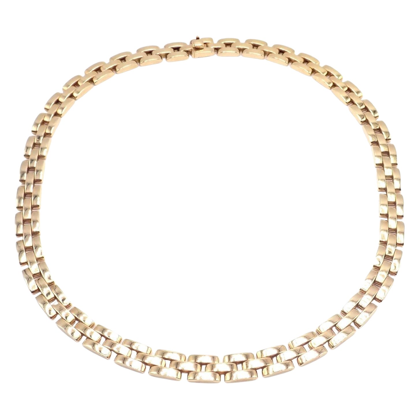Cartier Maillon Panthere Dreireihige Gelbgold-Halskette im Angebot