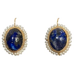 Pendientes de lapislázuli y perlas