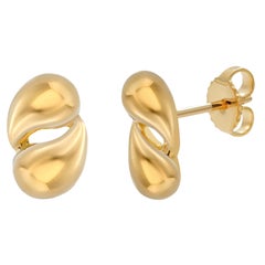 Tiffany Co Vintage Elsa Peretti  Design 18 Karat Gold 0.50 Inch Earrings