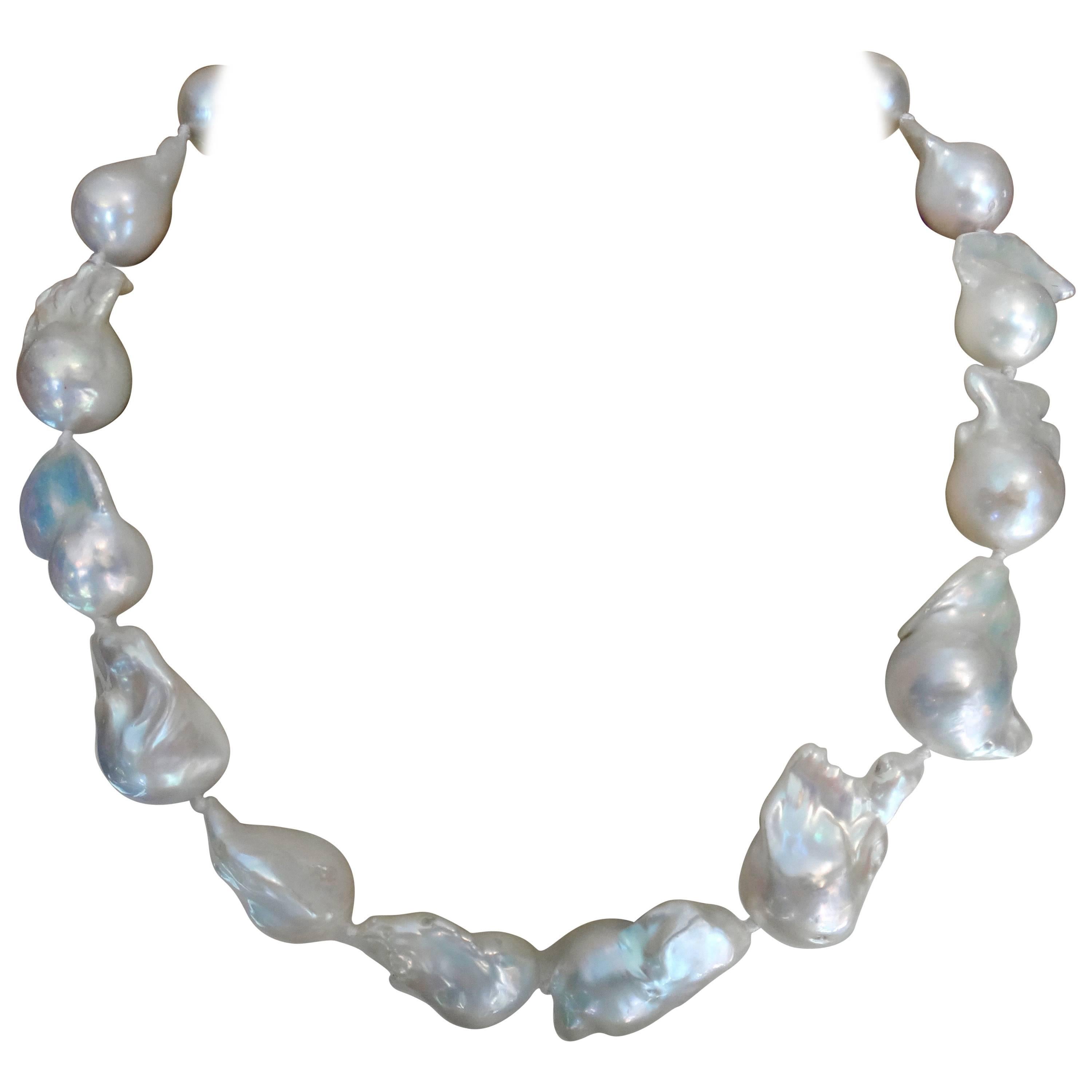 Michael Kneebone Baroque "Cloud" Pearl Rose Cut Diamond Necklace