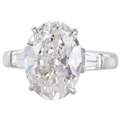 GIA Certified 5.02 Carat Oval Diamond Platinum Engagement Ring