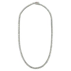 White Diamond Round Tennis Necklace in 14K White Gold