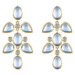 Pendientes de gota de diamante Rainbow Moonstone en forma de araña
