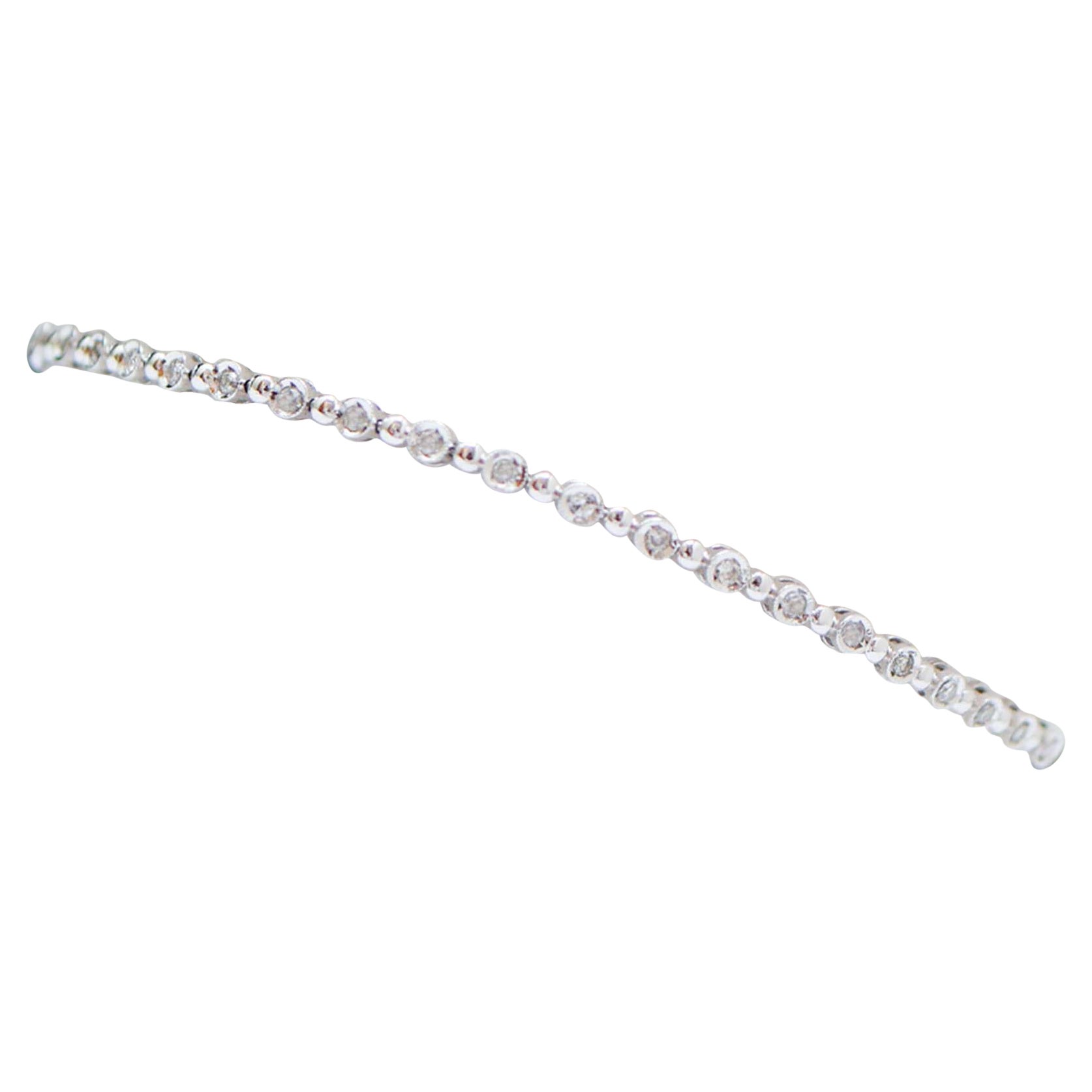 Diamonds, 14 Karat White Gold Bracelet.