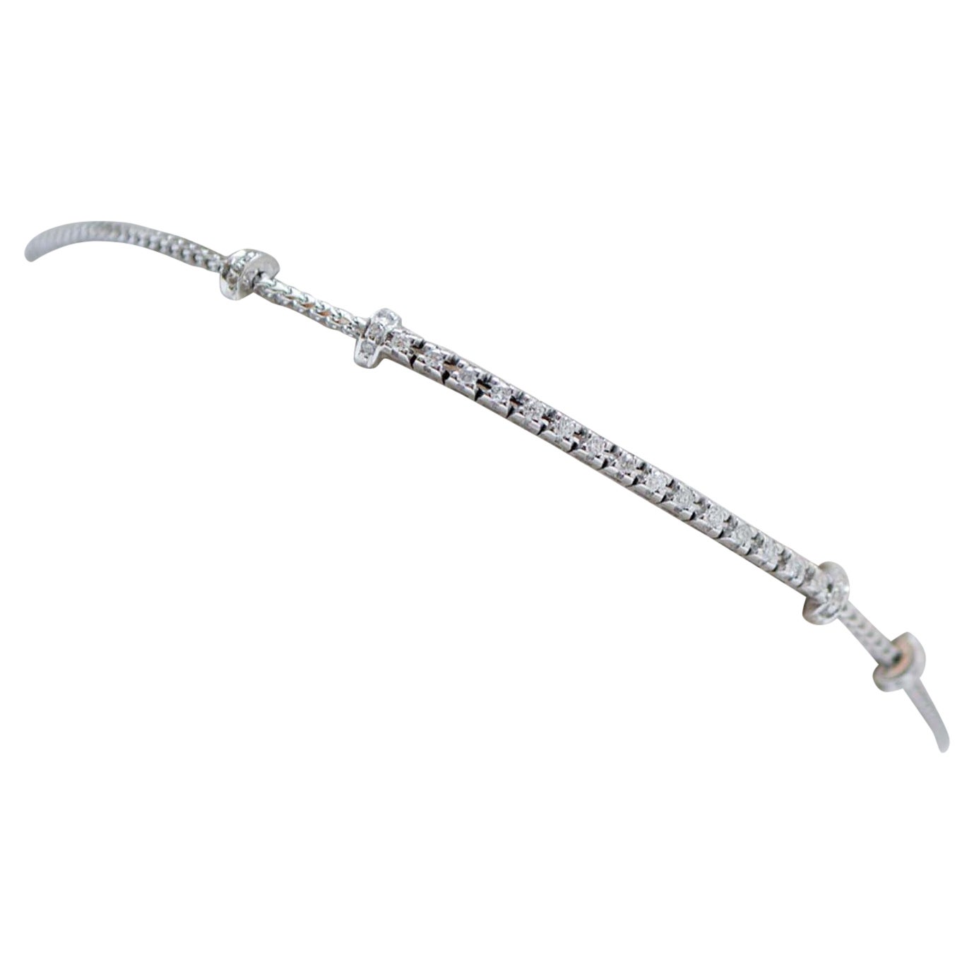 Diamonds, 18 Karat White Gold Modern Bracelet.