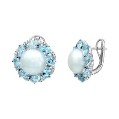 Perle Topaze Every Day  Boucles d'oreilles en or blanc avec diamants pour elle