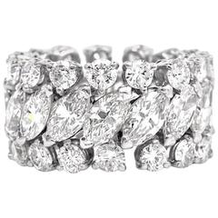 1960s Marquise and Round Diamond Platinum Eternity Band Ring 1960s Marquise and Round Diamond Platinum Eternity Band Ring