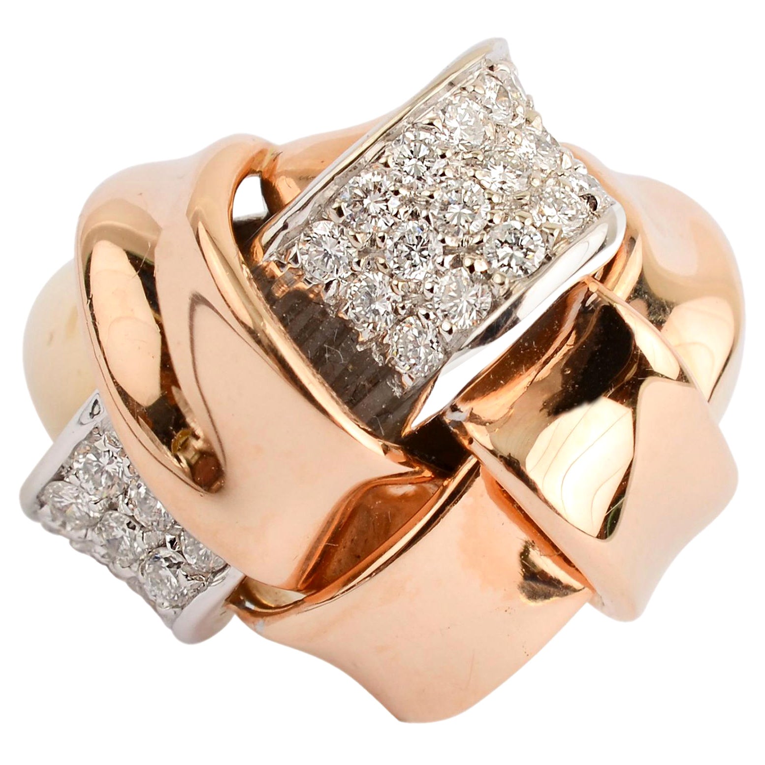 Bicolor Gold and Diamond Woven Ring