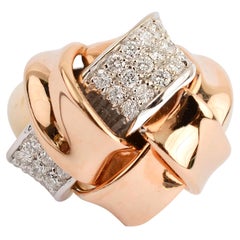 Bicolor Gold and Diamond Woven Ring