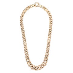 UnoAErre 18 Carat Yellow Gold Graduated Chunky Hollow Curb Link Chain, Italy